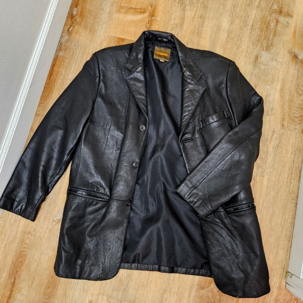 New J Ferrar Genuine Leather Blazer Jacket Vintage Sport Coat